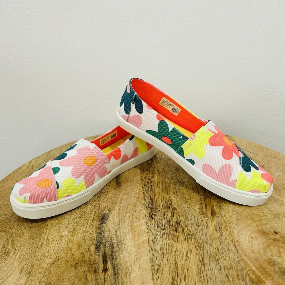 NEW TOMS Alpargata Cupsole Slip On shoes Egret Retro floral print Women's 7.5